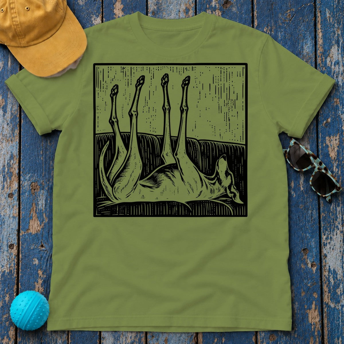 Greyhound Sofa Stretch T-Shirt in Heather Green