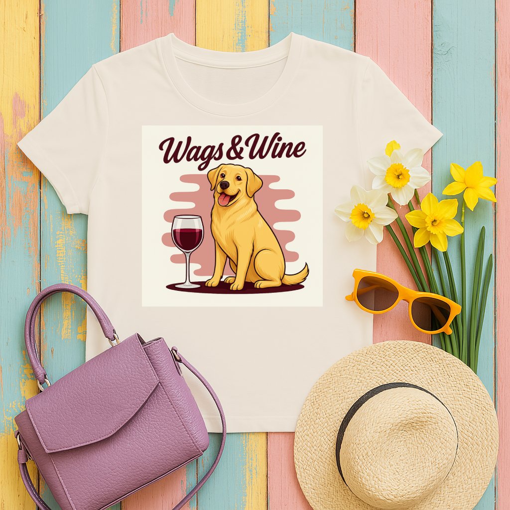 Wags and Wine Dog Lover Shirt Cute Casual Wear Product Type