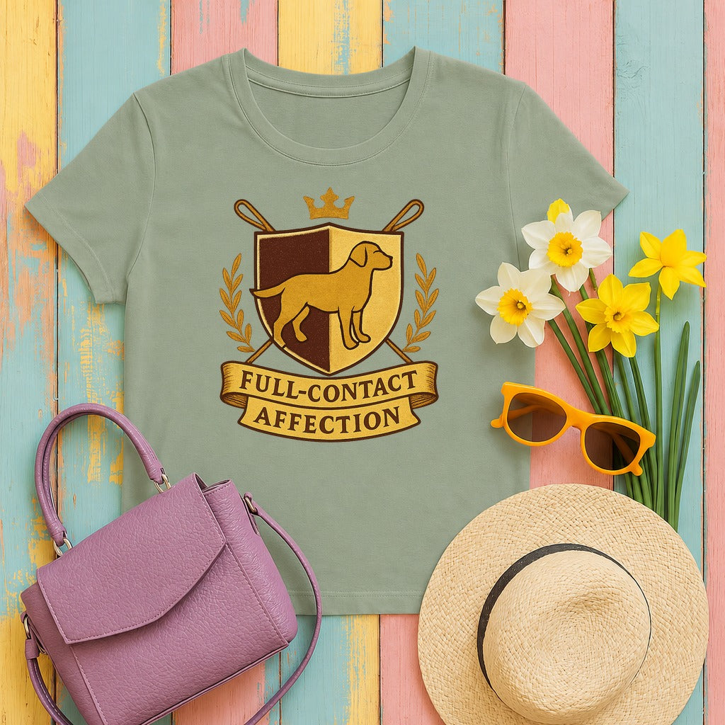 Chocolate Lab Full-Contact Affection T-shirt in Sage