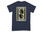 T-shirt with King of the Field playing card design featuring a dog's head.