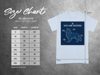 Gildan 5000 size chart with Shetland Sheepdog illustration and measurements.