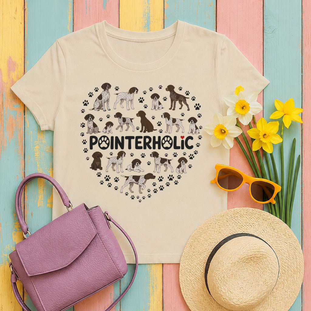 The Pointerholic GSP Heart T-Shirt in Sand