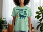 Gordon Setter logic flowchart with a dog on a light green t-shirt.