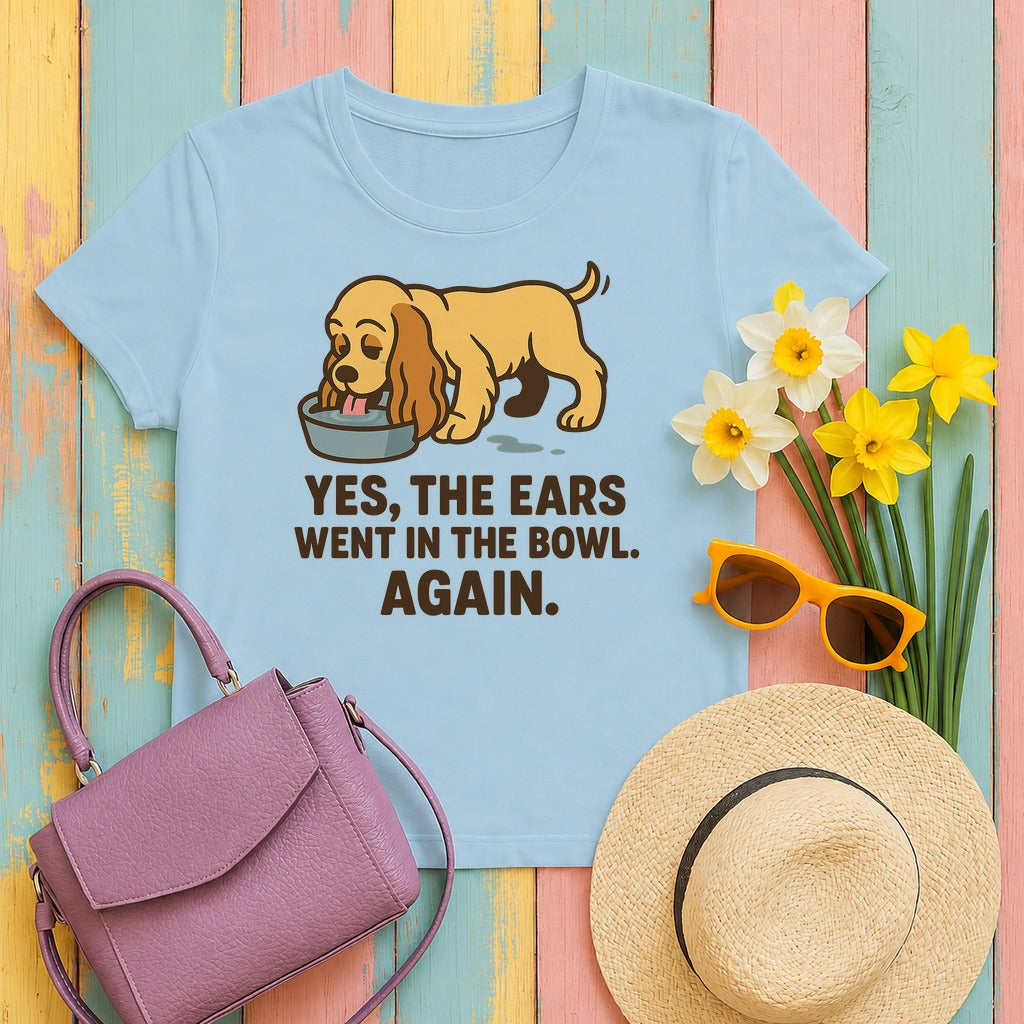 Cocker Ears in the Bowl Tee in Light Blue