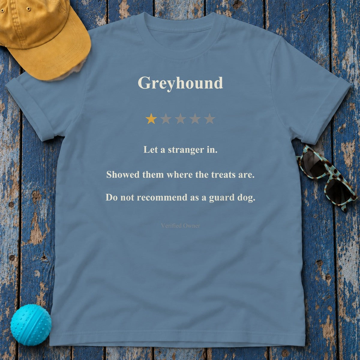 Greyhound One-Star Review Tee in Steel Blue