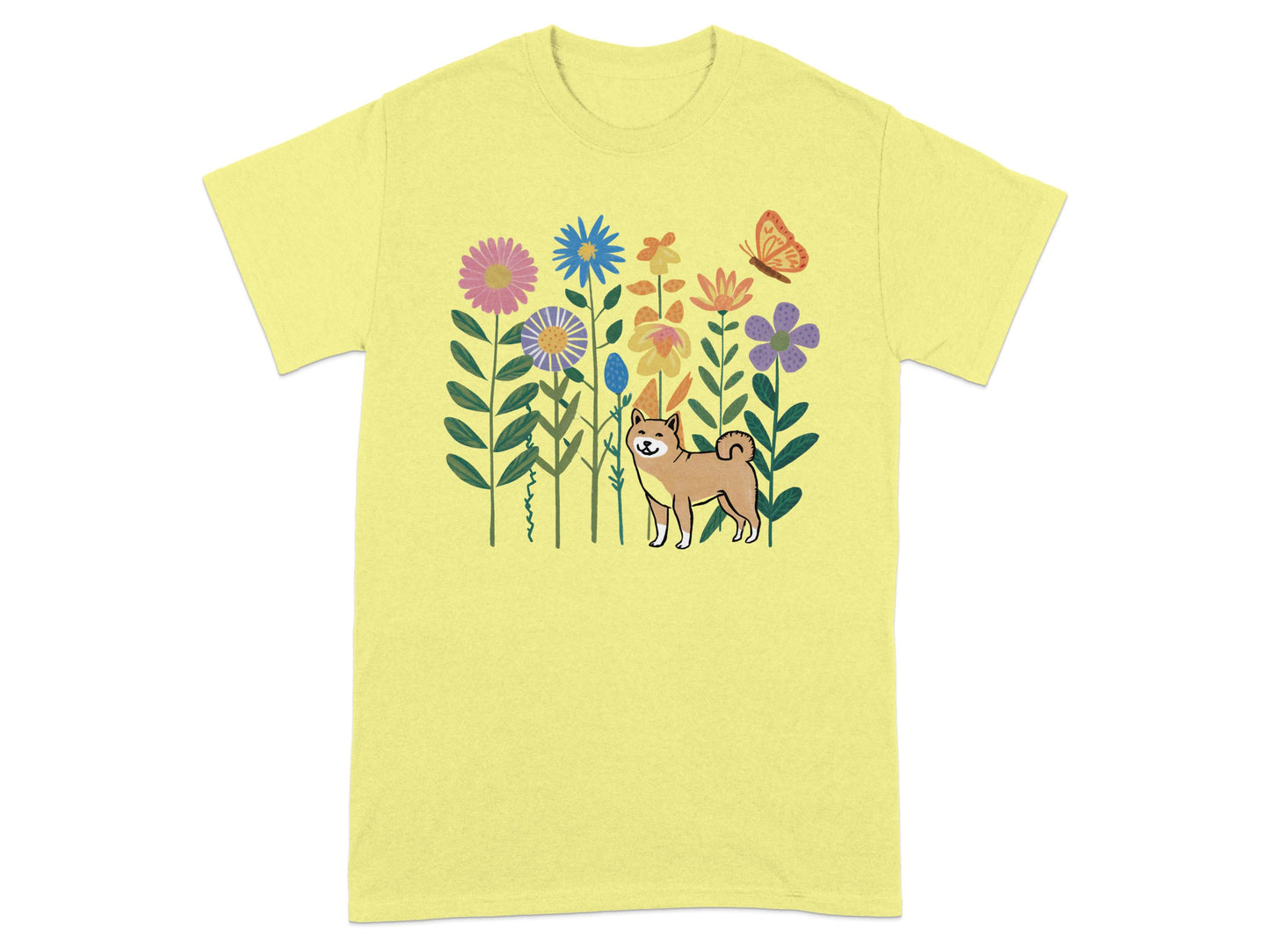 Shiba Inu and Colorful Flowers Graphic T-Shirt product