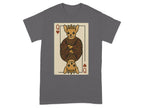 Queen of Hearts playing card with chihuahua wearing crown and robe.