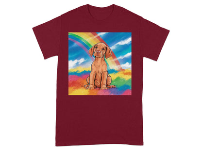 Colorful Rainbow Puppy Design Red T-Shirt product type