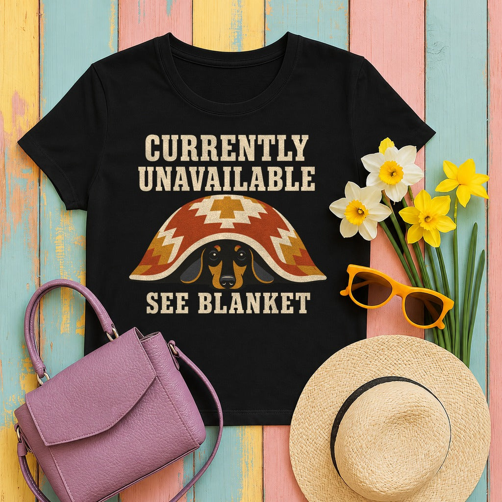 See Blanket Dachshund T-shirt in Black