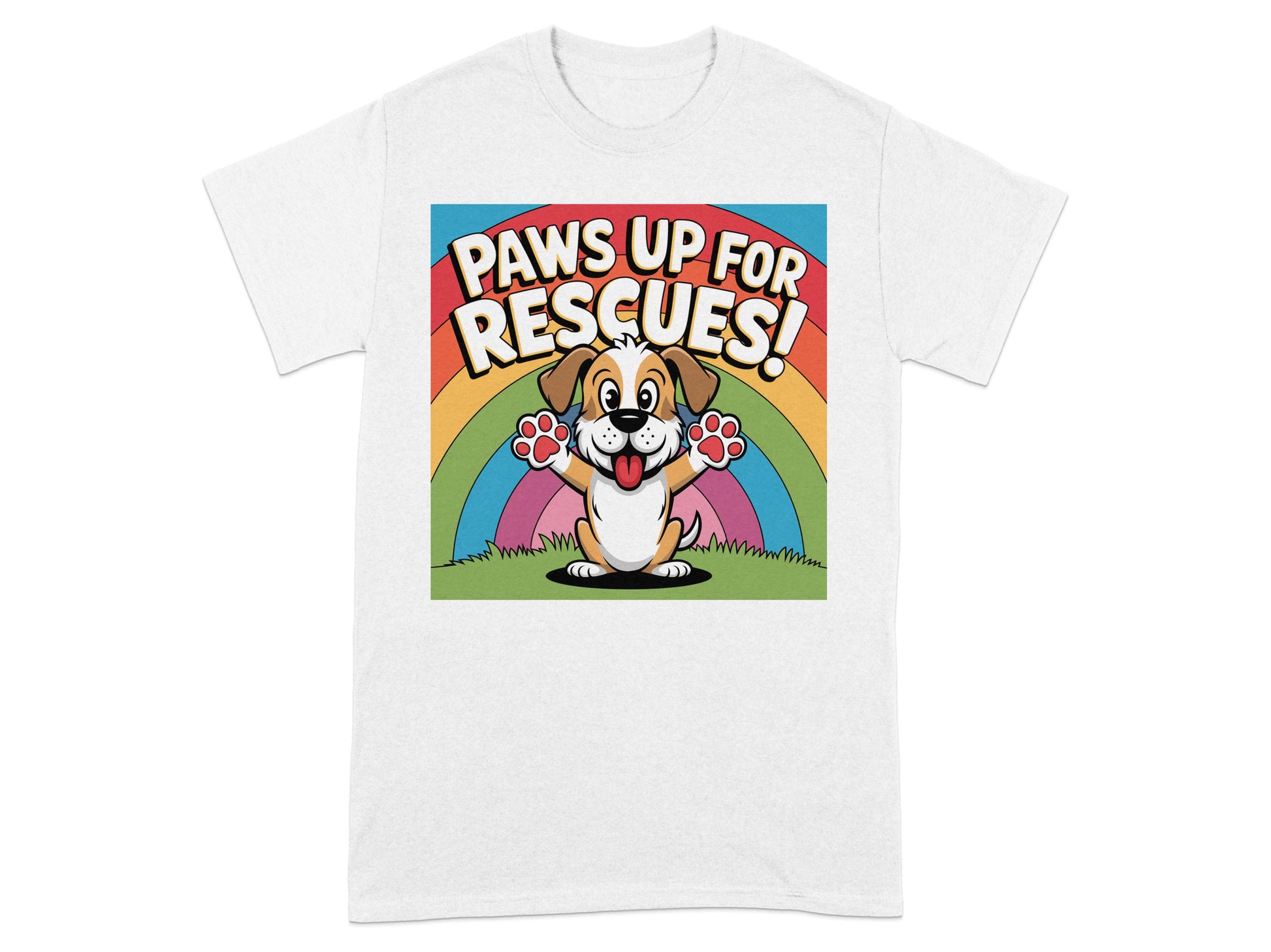 Paws Up For Rescues Rainbow Dog Graphic T-shirt product type