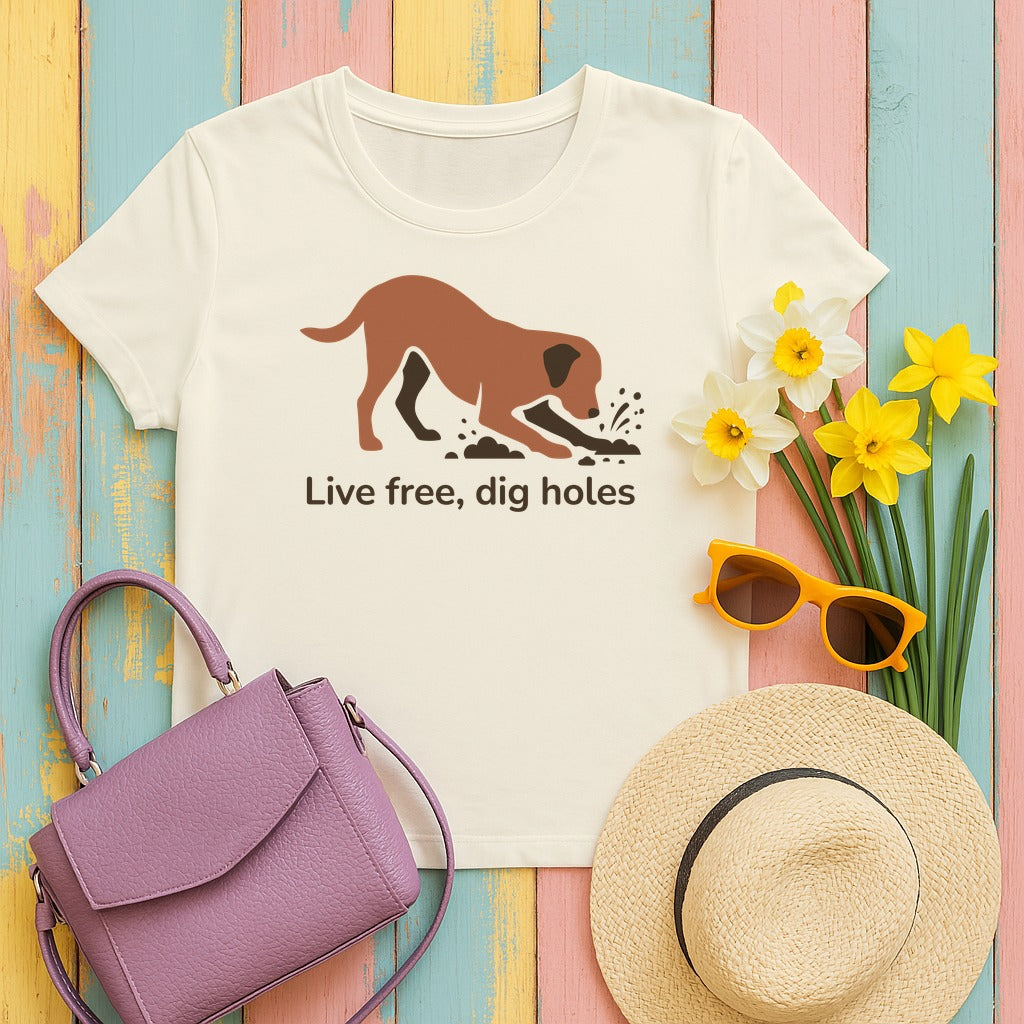 Live Free Dig Holes Lab T-Shirt in Ivory
