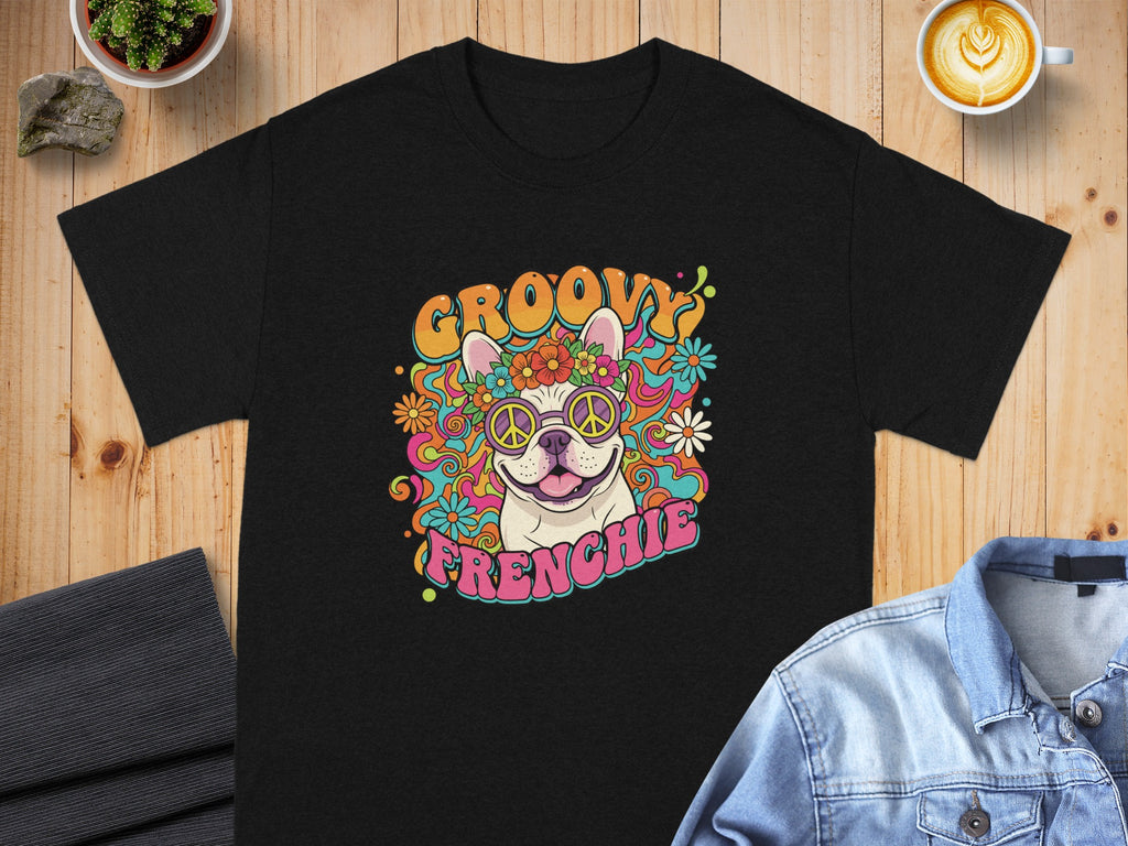 Groovy Frenchie T-shirt Colorful and Fun Design
