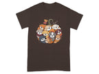 Cute Pumpkin Dog Faces Autumn Design T-Shirt