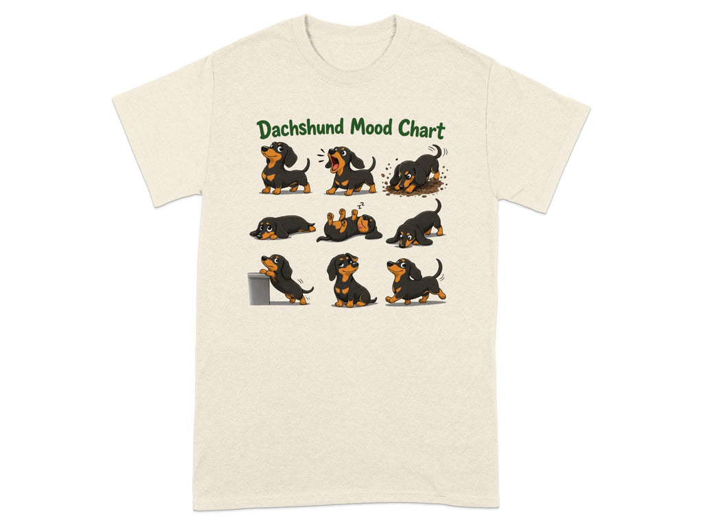 Dachshund mood chart showing various dachshund activities and emotions.