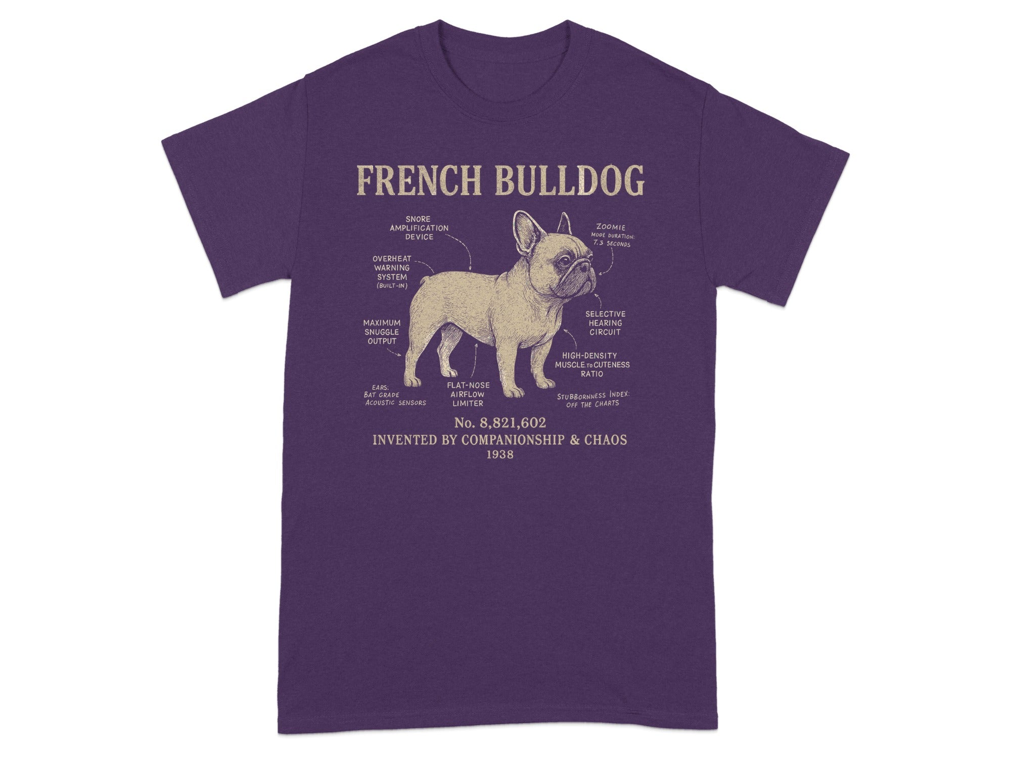 French Bulldog Dog Diagram Novelty Graphic T-Shirt
