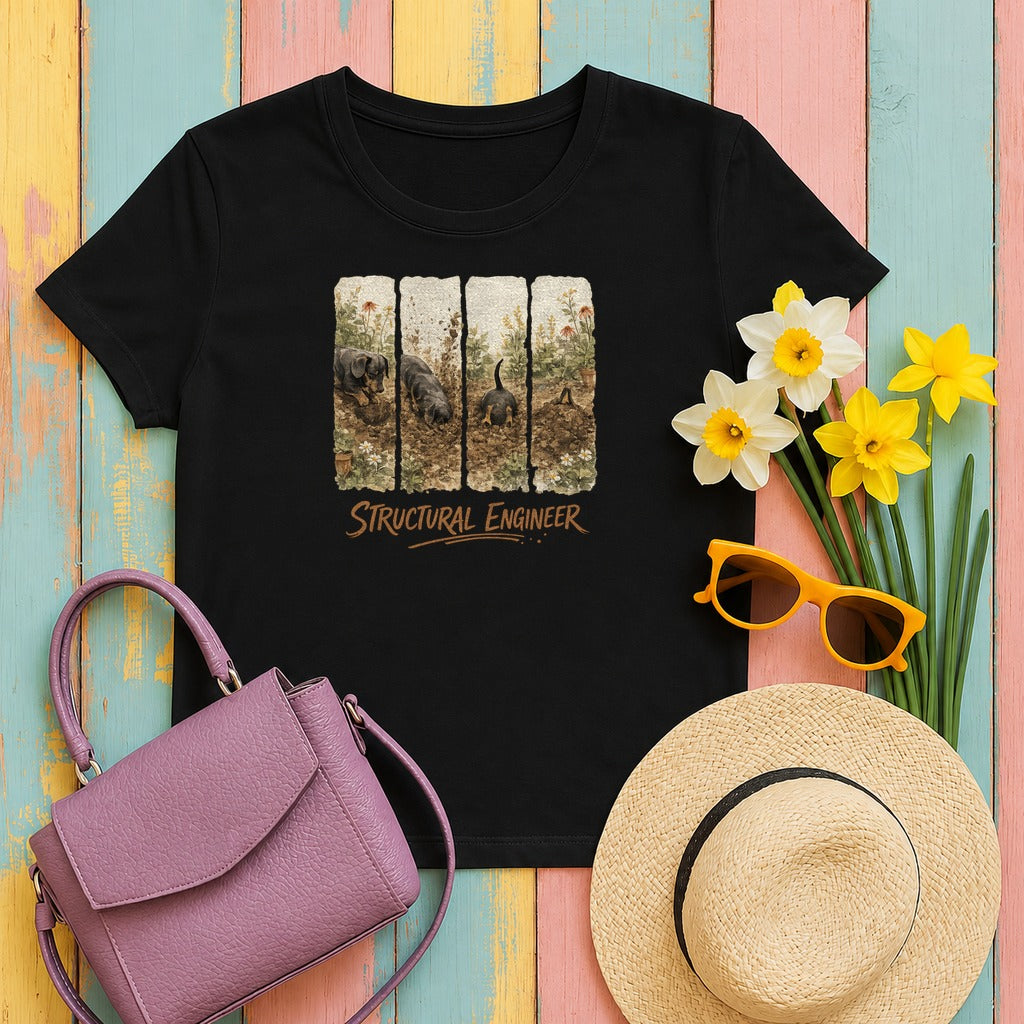 Structural Engineer Dachshund T-Shirt in Black