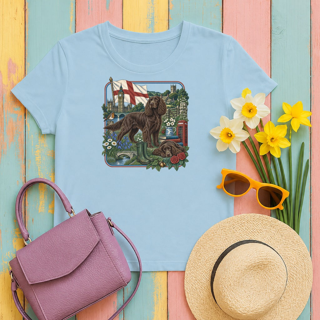 Field Spaniel England Heritage tee, Light Blue