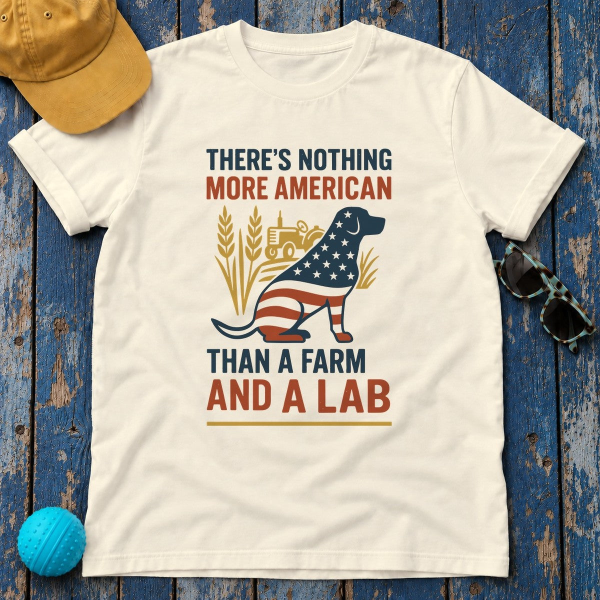 There's Nothing More American Than A Farm And A Lab T-Shirt in Natural