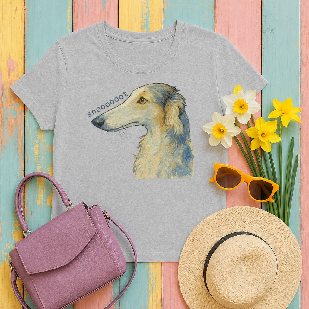 Snooooot Funny Borzoi Dog Meme Art T-Shirt in Sport Grey