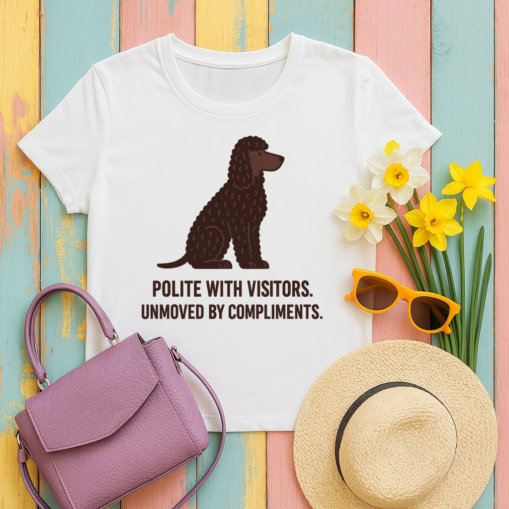 Irish Water Spaniel Unmoved By Compliments Tee in White