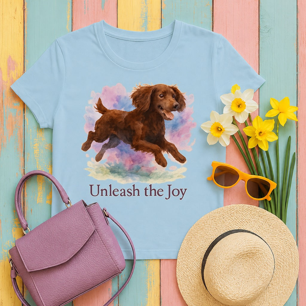 Boykin Spaniel Unleash the Joy T-shirt in Light Blue