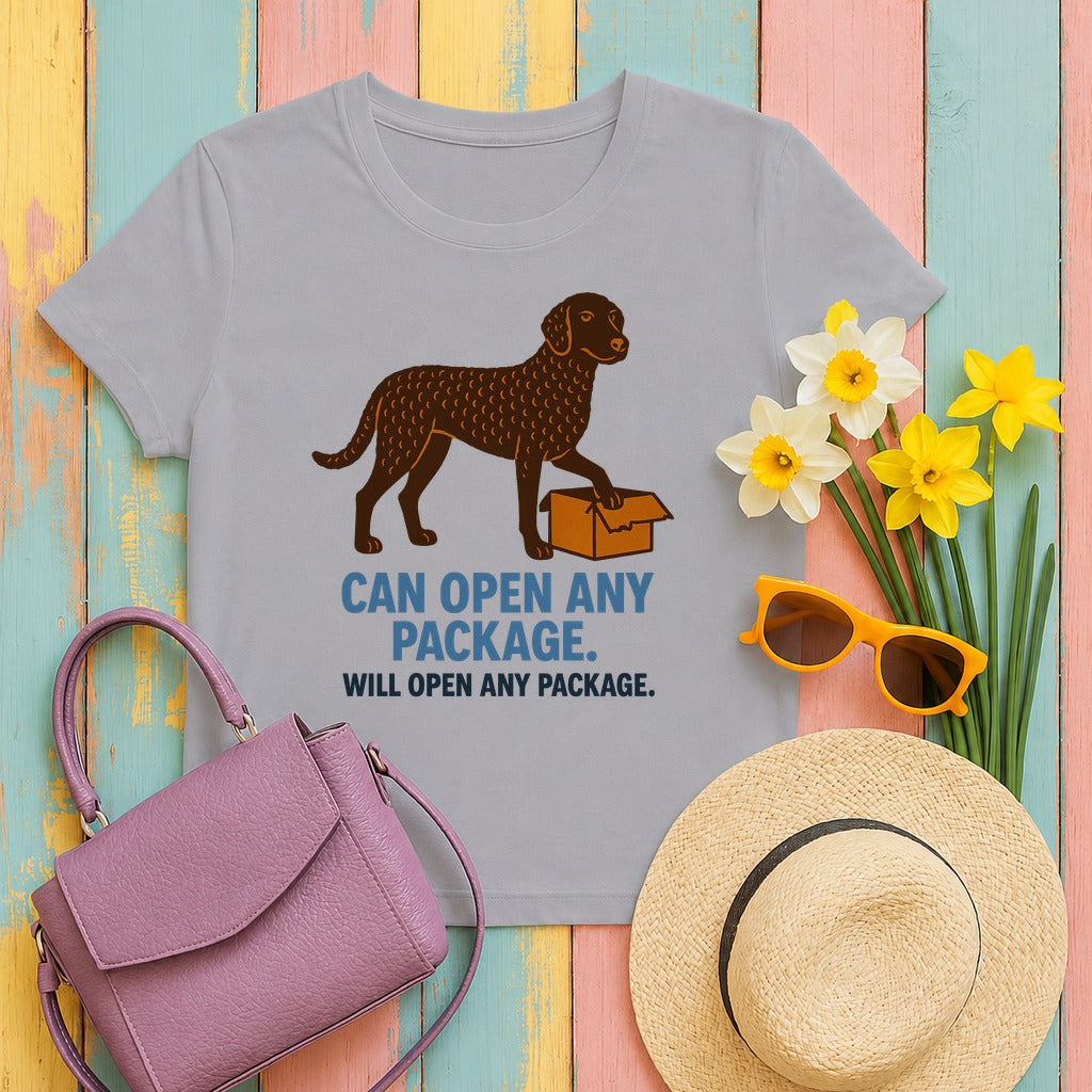 Curly-Coated Retriever Can Open Any Package Tee in Athletic Heather