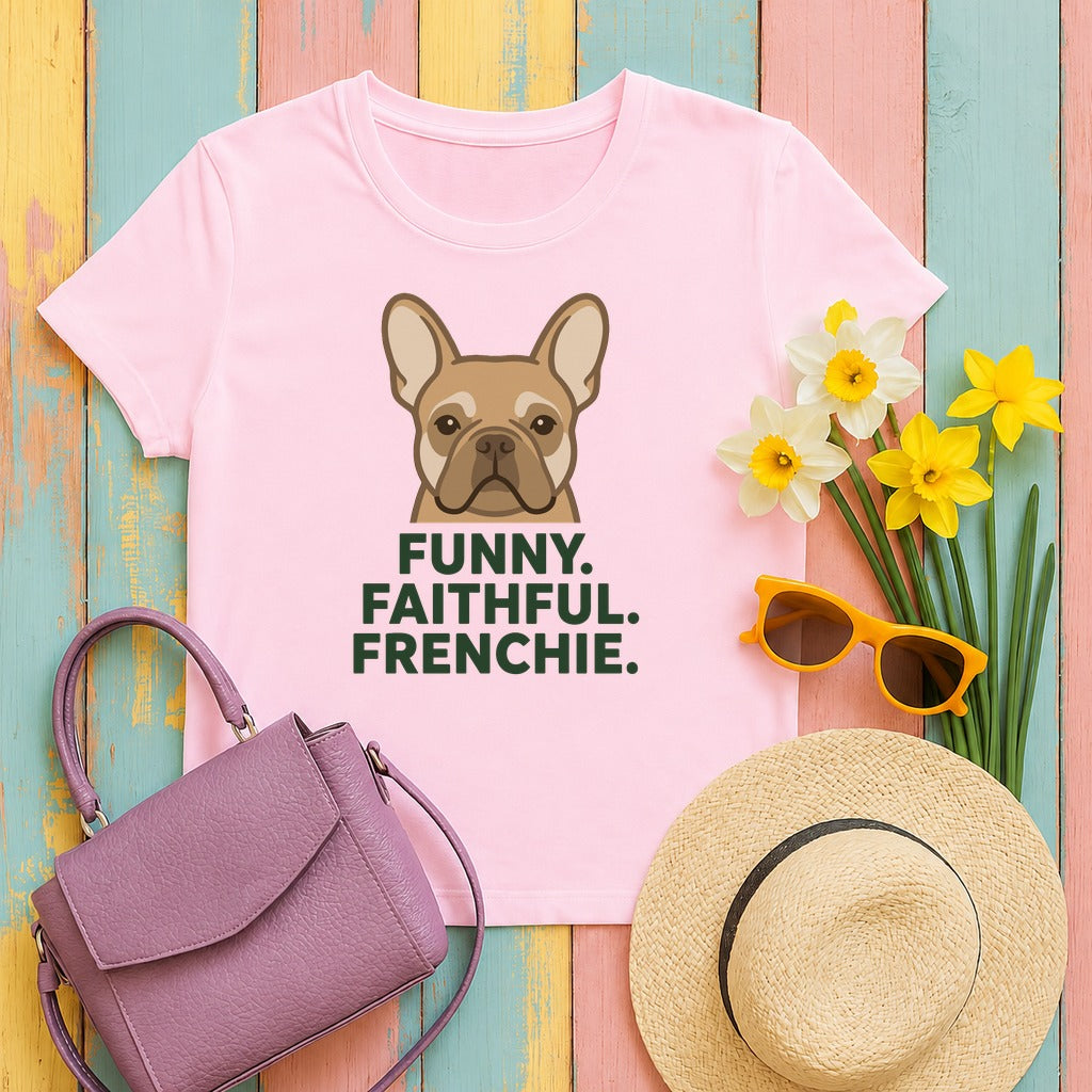 Faithful Frenchie Spirit Graphic T-Shirt in Light Pink