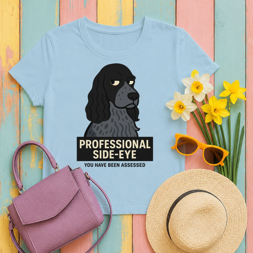 English Cocker Professional Side-Eye Tee in Light Blue