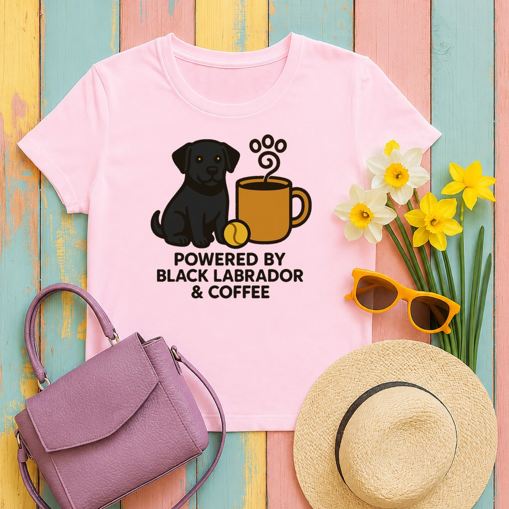 Black Lab & Coffee Daily Fuel Premium T-Shirt in Light Pink