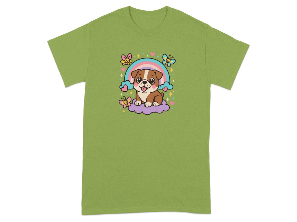 Cute Puppy with Rainbow and Butterflies Graphic T-Shirt