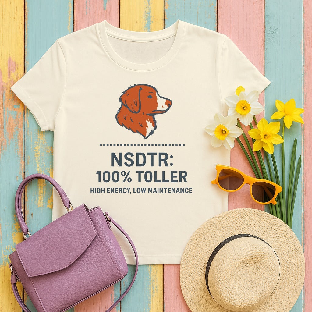 Nova Scotia Duck Tolling Retriever NSDTR Spec Label T-shirt in Natural