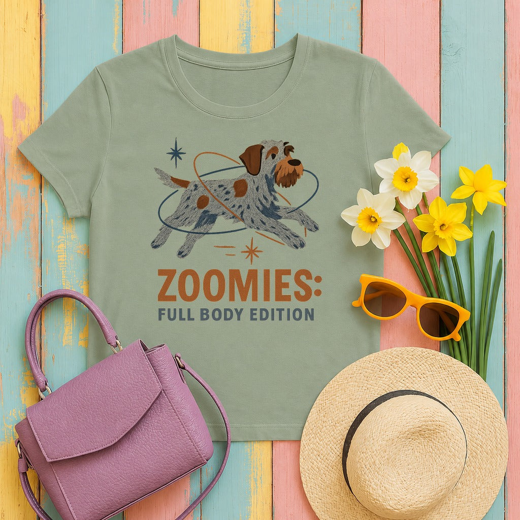 Wirehaired Pointing Griffon Zoomies T-shirt in Sage