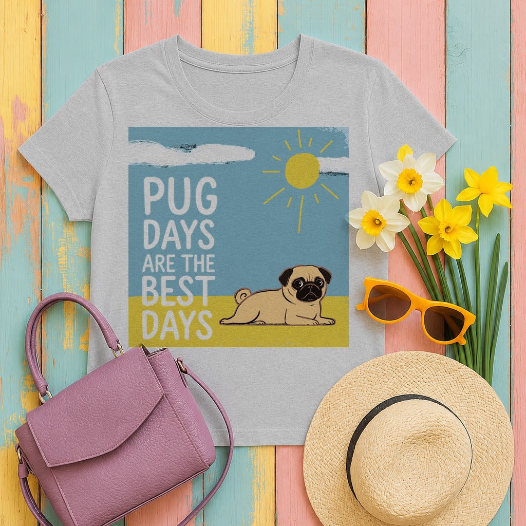 Pug Days Are The Best Days T-shirt in Sport Grey