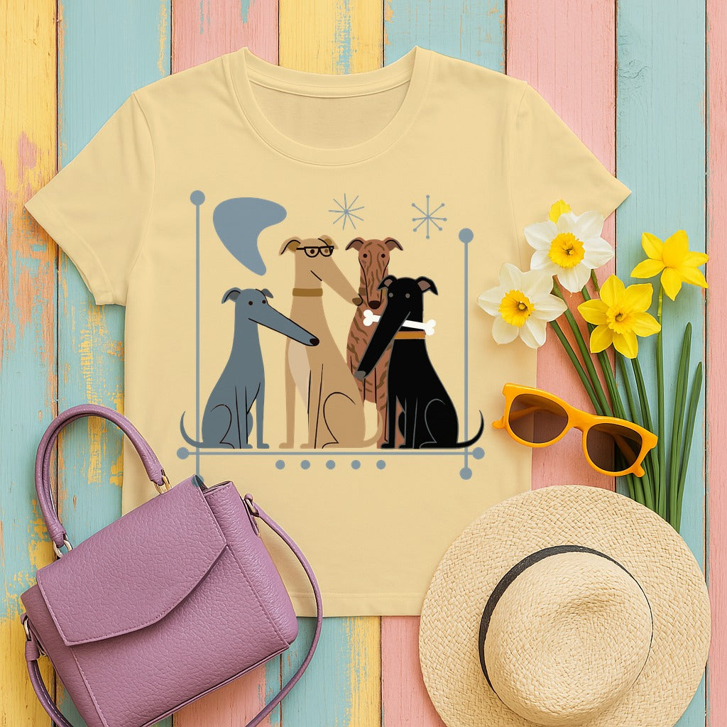 The Pack: Mid-Century Greyhound T-Shirt in Yellow Haze