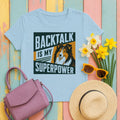 Backtalk Superpower Sheltie Graphic T-Shirt in Light Blue