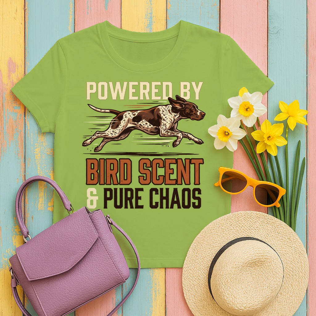 Bird Scent & Chaos German Shorthaired Pointer T-Shirt in Kiwi