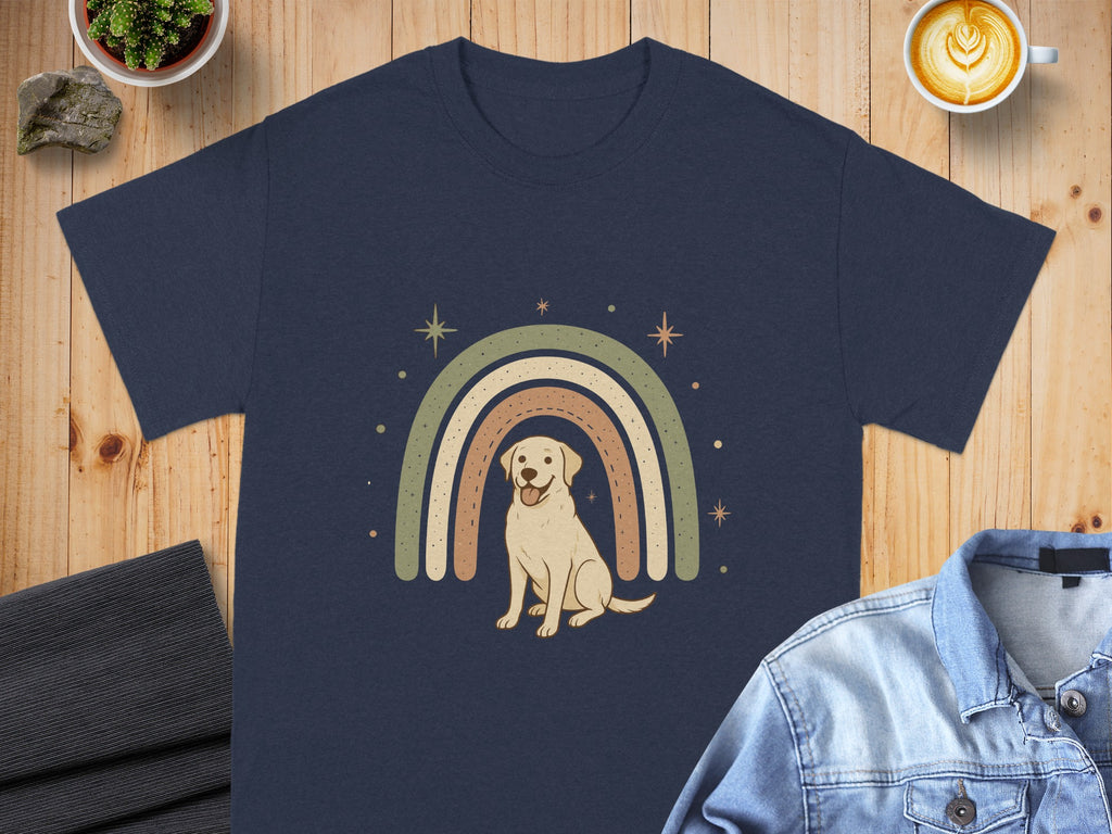 Rainbow and Dog Design on a Navy Shirt product