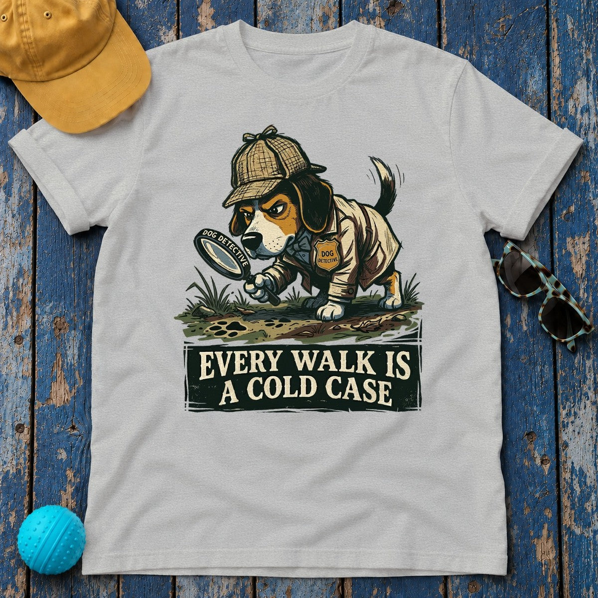Beagle Detective 'Cold Case' T-Shirt in Sport Grey