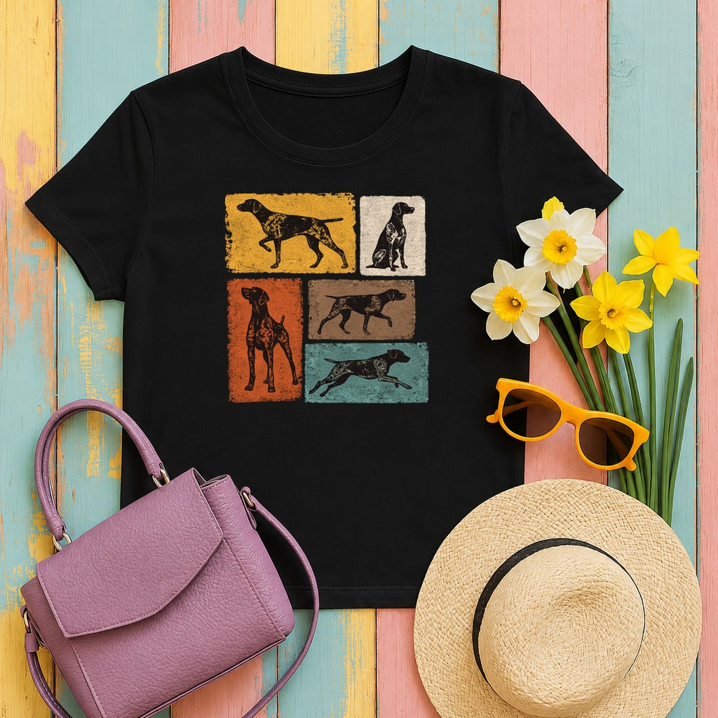 Heritage Pointer Dog Silhouettes T-Shirt in Black