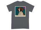Gray t-shirt with a framed illustration of a German Shorthaired Pointer dog with text "Endless Hunger".