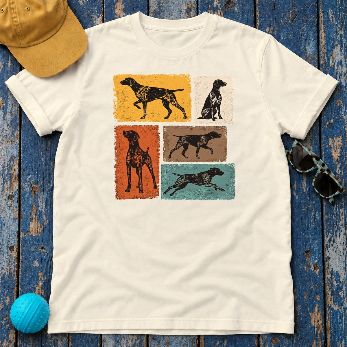 Heritage Pointer Dog Silhouettes T-Shirt in Natural