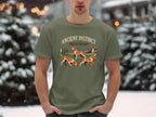 Green t-shirt with Bracco Italiano dogs and text "Ancient Instinct".