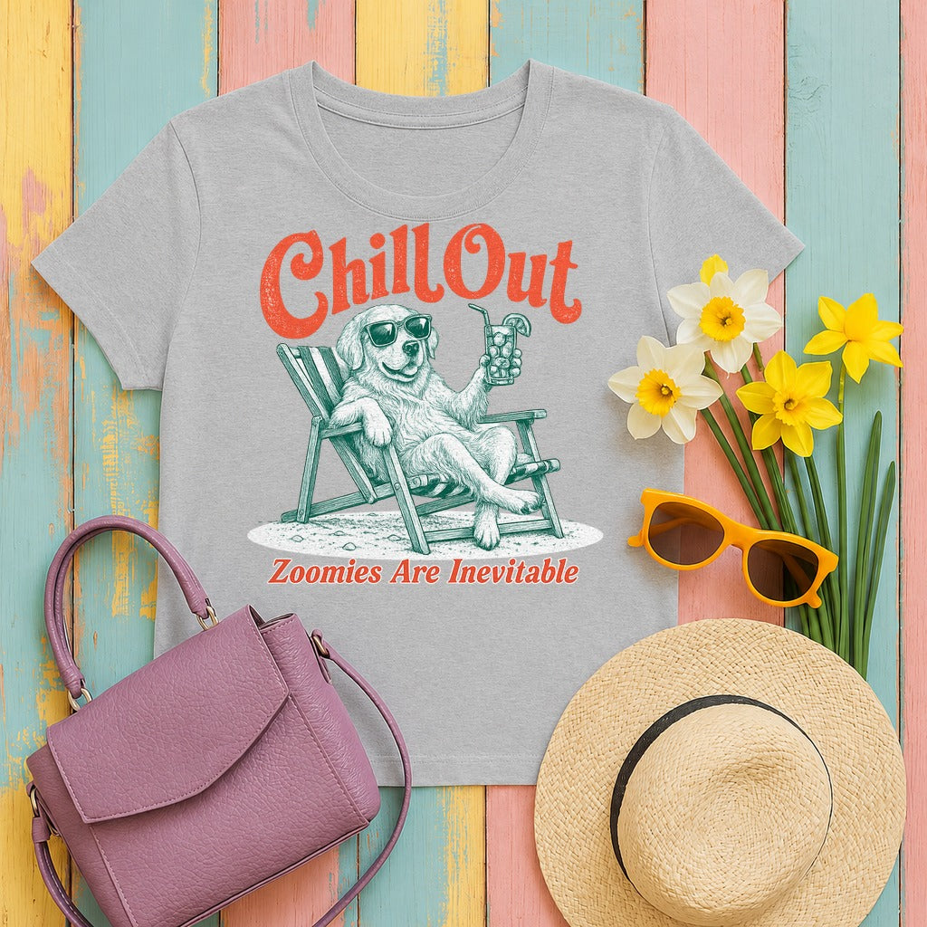 Chill Out Golden Retriever Humor T-shirt in Sport Grey