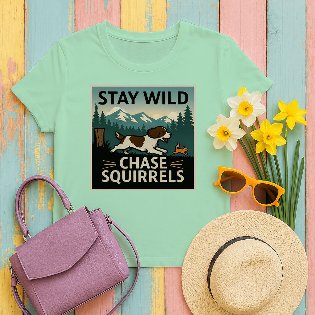 Stay Wild Chase Squirrels Springer T-Shirts in Mint Green