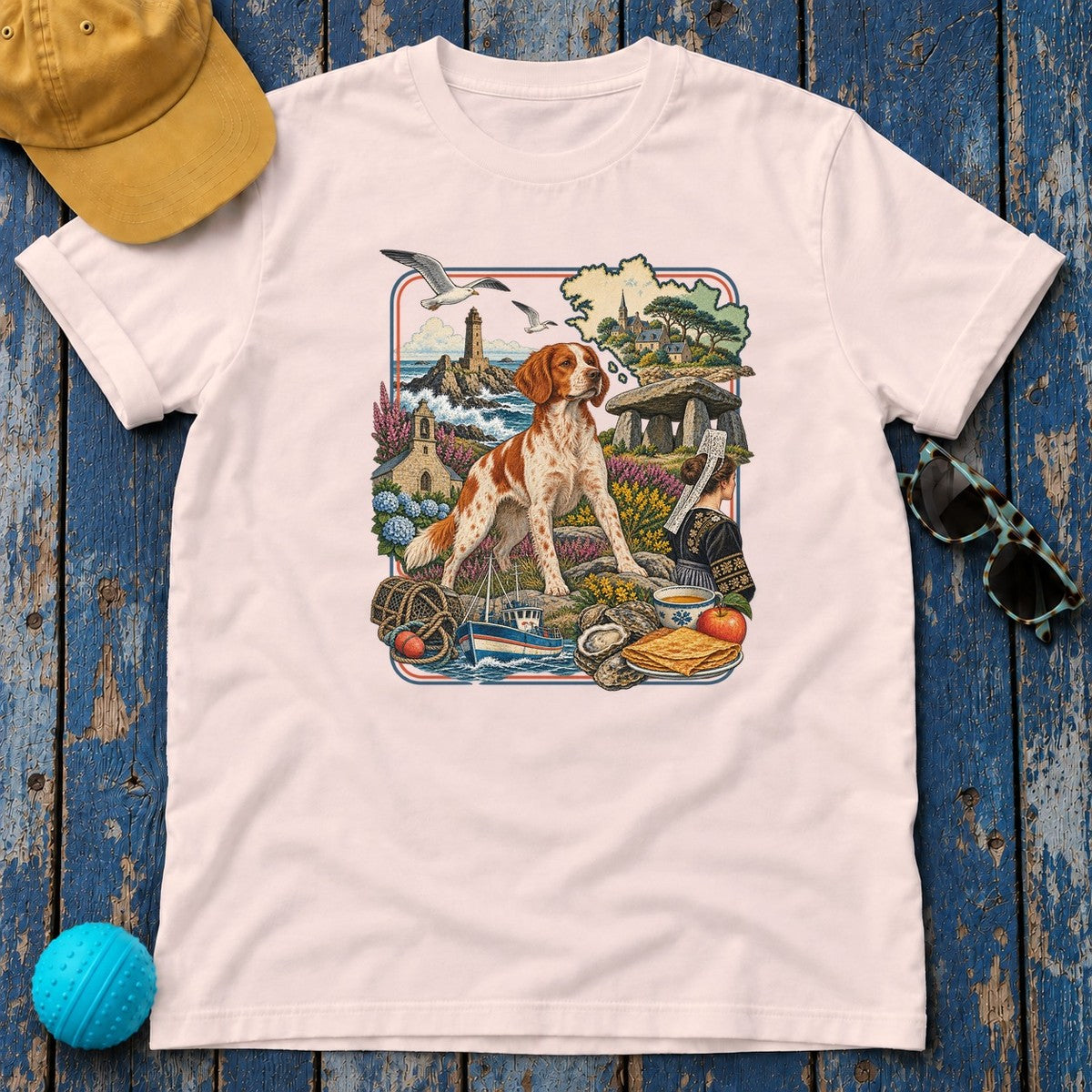 Brittany France Heritage T-Shirt in Soft Pink