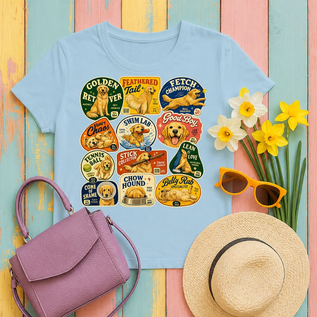 Golden Retriever Life T-Shirt in Light Blue