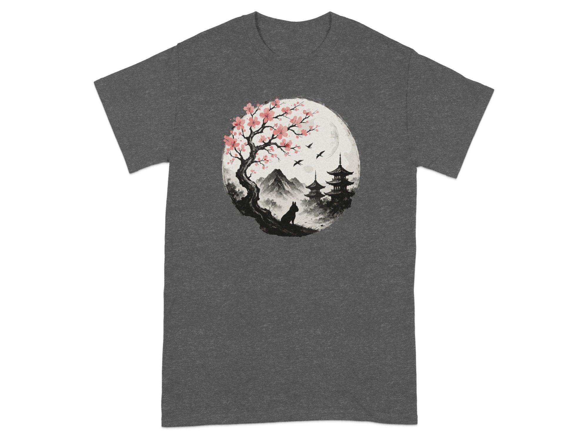 Serene Japanese Landscape with Cherry Blossom Shirt