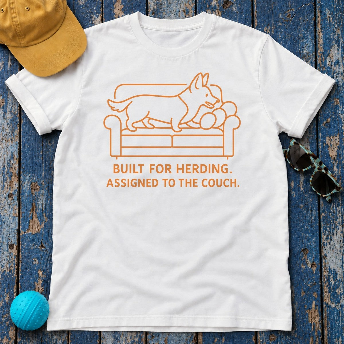 Corgi Built For Herding Tee in White