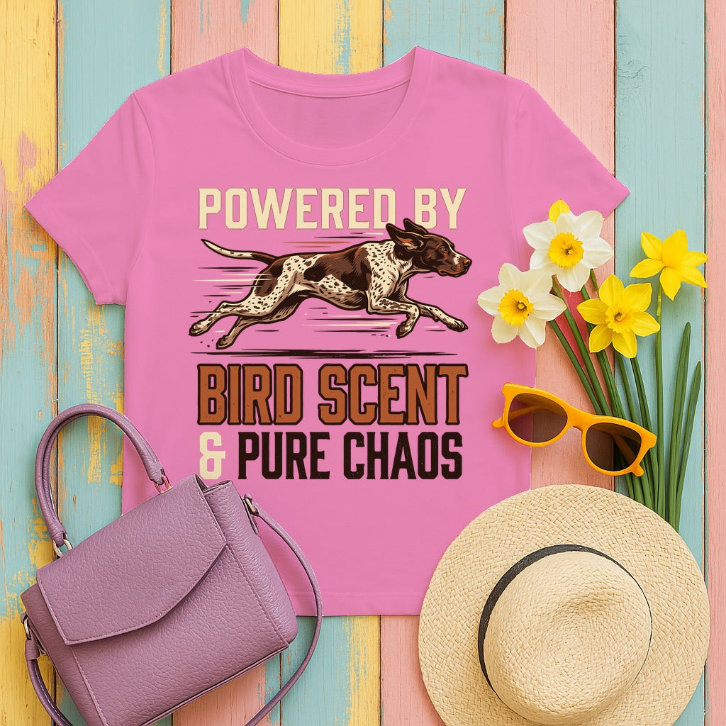 Bird Scent & Chaos German Shorthaired Pointer T-Shirt in Azalea