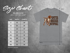 Gildan 5000 t-shirt size chart showing measurements for width and length.